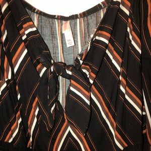 Black, Copper and white  off the shoulder dress